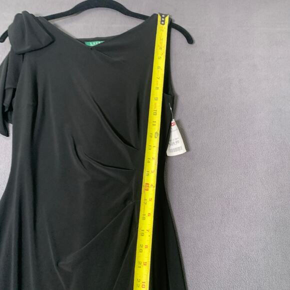 Lauren Ralph Lauren Dress 4 Cocktail Ruched Bow Timeless Old Money Capsue LBD - Picture 2 of 11